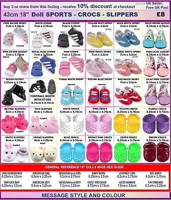 *18  Doll SPORTS SHOES TRAINERS SNEAKERS. 7cm Our Generation Baby Born Boy AG • £6