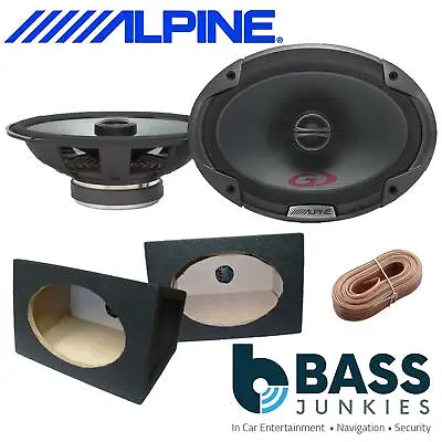 £99 • Buy Alpine 6X9  2 Way 600 Watts A Pair Speakers With Black 6x9 Boxes And Cable