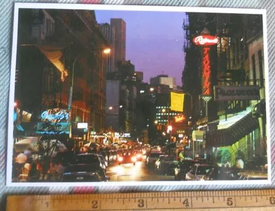 Little Italy* Mulberry Street*At NIGHT* New York City -Cafes Circa 1970 Postcard • $4.97