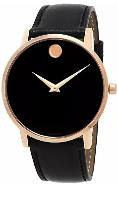 Brand New Movado Men’s Museum Classic Rose Gold Black Dial Watch 0607315 • $345