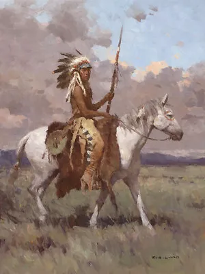 Z.S. LIANG    Suspicious Sight   LE Giclee Canvas ART Native Horseback Warrior • $333.75