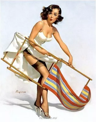 Gil Elvgren Vintage Girl Beach Chair 11x14 Reproduction Giclee Print #140 • $30.77