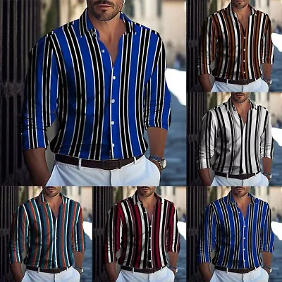 Trendy Button Down Shirt For Men Stylish Stripe Design (56 Characters) • £11.88