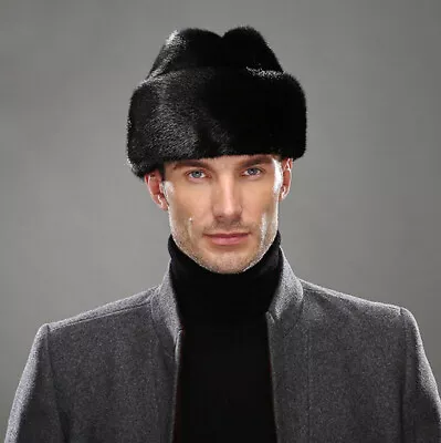 Winter Men's 100% Real Genuine Mink Fur Warm Hat French Cap Bataclave • $121.50