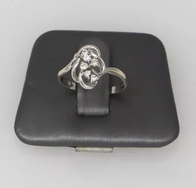 14k White Gold Vintage Diamond Cocktail Ring Size 6.5 2.2 Grams • $499