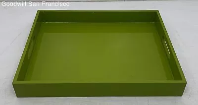 West Elm Lacquer Style Serving Tray Rectangle Shape Green With Double Handles • $29.99