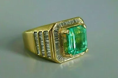 Men's Green Emerald Lab Created Diamond 14K Yellow Gold Plated Wedding Ring • $92.79