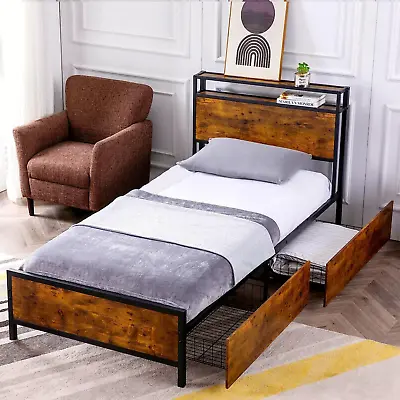 GAZHOME Twin XL Bed Frame With 2 XL Storage Drawers Platform Bed Frame With 2-T • $182.85