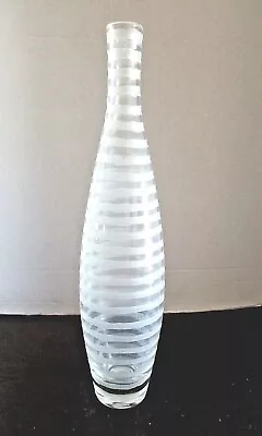 16  Mid Century Modern White Ringed Glass Vase • $39.29