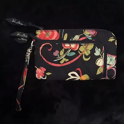 Vera Bradley RIBBONS Wristlet Retired 2012 Carryall Wallet Purse Floral Navy • $17.50