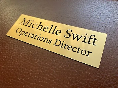 Door Sign For Office Name Plate Gold Silver Brass Effect [Personalised 0.5] • £6.92