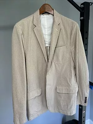 Polo Ralph Lauren Blazer Mens R2L Tan Cotton Striped Seersucker Sport Coat • $84