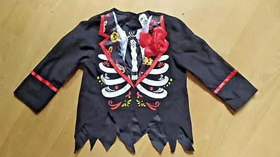 Boys Day Of The Dead Halloween Fancy Dress Senor Mexican SugarSkull Skeleton Top • £8