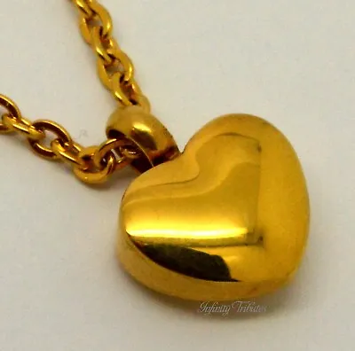Small Heart Cremation Urn Necklace Keepsake Pendant For Ashes 24k Gold Plated  • £27.99