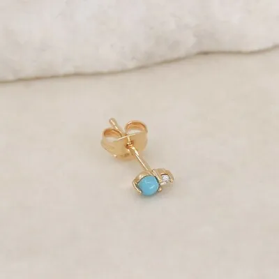 By Charlotte 14K GOLD DECEMBER TURQUOISE BIRTHSTONE SINGLE STUD EARRING RRP $199 • $185