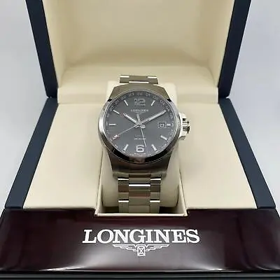 Longines Conquest V.H.P. GMT 43mm Steel Black Dial Quartz Watch L3.728.4.56.6 • $950