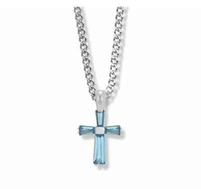 $69.99 • Buy Sterling Silver And Glass Crystal December Birthstone Cross Necklace And Chain