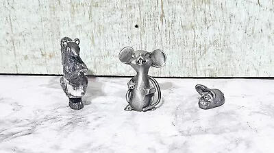 Hudson Pewter Mouse Squirrel Lot Of 3 Miniatures Metal Art Figurine Paperweight  • $12.95