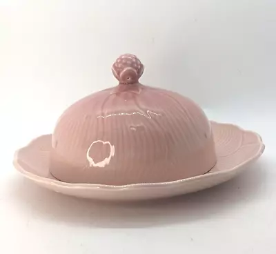Mikasa Covered Butter Dish Spring FT 125 Hibiscus Pink Ceramic Round Dome Lid • $25
