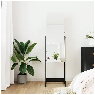 VidaXL Mirror Jewellery Cabinet Free Standing Black 42x38x152 Cm • £182.99