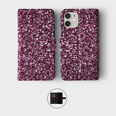 Case For Iphone 15 14 13 12 11 Se Wallet Flip Phone Cover Iridescent Glitter • £8.99