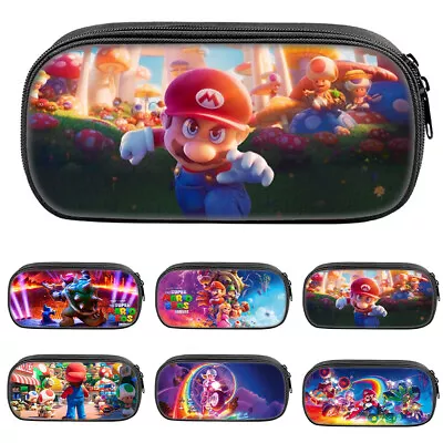 Kids Super Mario Bros Printed Pencil Case Pen Bag Zipper School Stationery Box- • £9.59