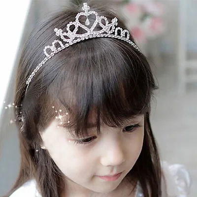 Kids Girls Crystal Headband Child Tiara Princess Crown Wedding Prom Rhinestones • £3.07