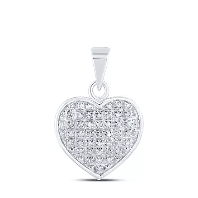 10kt White Gold Womens Round Diamond Heart Pendant 1/10 Cttw • $210