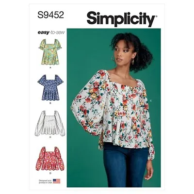 SIMPLICITY Sewing Pattern 9452 Misses Women Ladies Blouse Top 6-8-10-12-14 EASY • £12.87