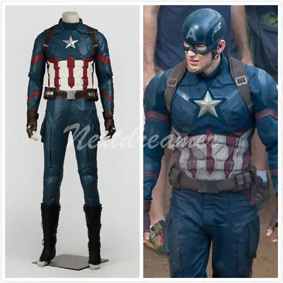 NEW Captain America Civil War Steve Rogers Halloween Cosplay Costume Carnival • $370.44