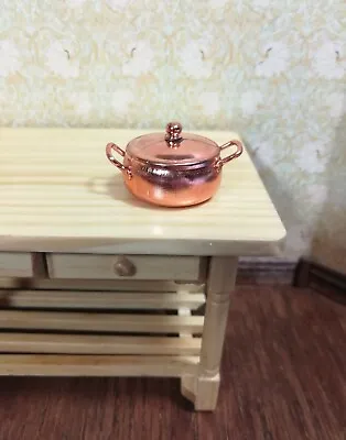 Dollhouse Miniature Copper Cooking Pot Large With Removable Lid 1:12 Scale • $6.86