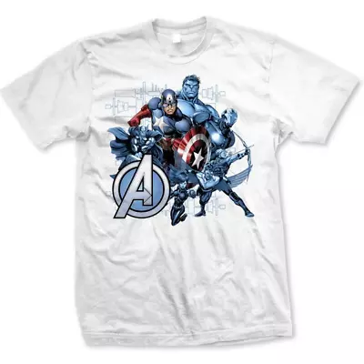 Marvel Comic Official Avengers Group Assemble Size XLarge Mens White T-Shirt • £6.95