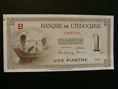 Vietnam French Indochina 1 Piastre 1945 Crisp XF+ • $1.85