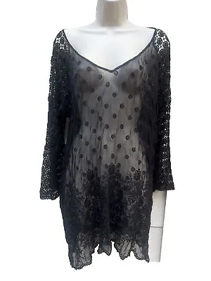 4 Love And Liberty Black Lace Top Silk XL • $49