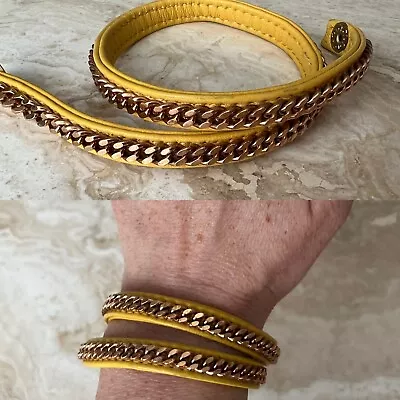 Vita Fede Vitafede Bracelet Gold Chain 2 X Wraps Around Yellow Leather  Italy • $75