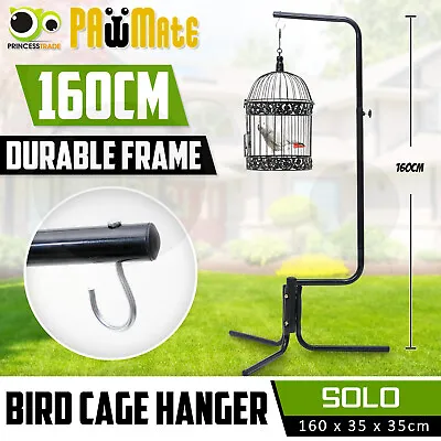 Bird Cage Hanger Stand Pet Parrot Aviary Black Iron Tube Frame Canary 160cm • $39.90