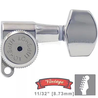 NEW Hipshot VINTAGE 6-in-Line Locking Tuners STAGGERED Small Buttons - CHROME • $69.95