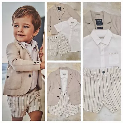 Mayoral 12 MONTH BOYS Beige Smart Shorts Suit *BNWT* • £45