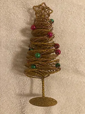 Metal Gold Wire Christmas Tree Bead Ornaments And Star Xmas Vintage Decor 8  • $8.99