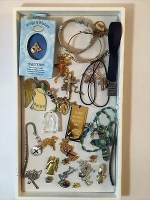 Vintage To Now Religious Catholic Rosary & Medals Junk Drawer Lot 846 • $39.95