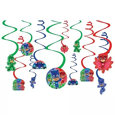 PJ Masks Party Supplies SWIRL DECORATIONS Pack Of 12 • $9.99