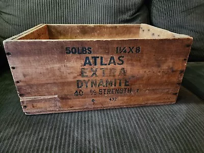 Vintage Atlas Powder Dynamite TNT 50lb Crate Wood Box Antique High Explosives • $89.99