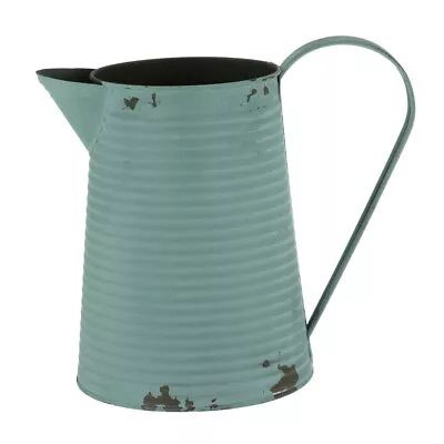  Tin Flower Bucket Iron Rustic Jug Vase Vintage Farmhouse Metal Container • £13.15