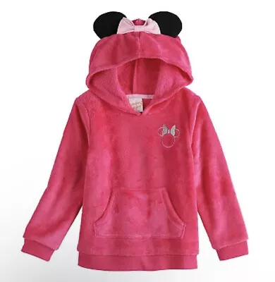 NWT Disney's Minnie Mouse Toddler Girl Plush Tunic Hoodie Jumping Beans 4T Pink • $12.49
