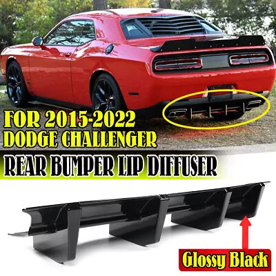 Glossy Black Rear Bumper Lip Diffuser Shark Fins Fits 15-23 Dodge Challenger SRT • $36.39