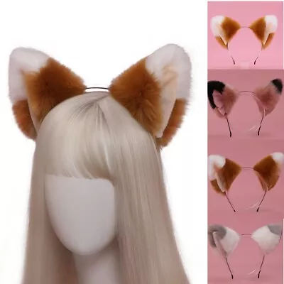 Faux Fur Fox Ears Headband Anime Neko Cat Hairband Cosplay Costume Orecchiette • $4.26