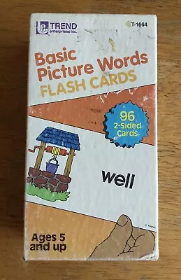 Vintage 1987 Basic Picture Words Flash Cards Trend Enterprises T-1664 2-Sided • $4.99