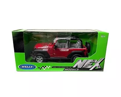1/24 - 1/27 Welly 2007 Jeep Wrangler Rubicon Convertible Diecast Red 22489 • $14.95