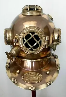 Vintage Diving Divers Helmet Us Navy Mark V Ship Copper Antique Diving Helmet • $223.60