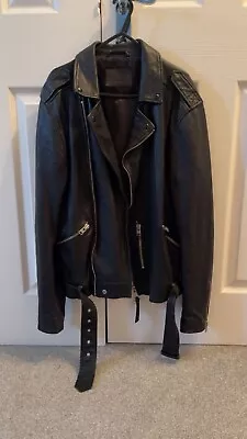 All Saints Men’s Leather Jacket Kato Small • £100